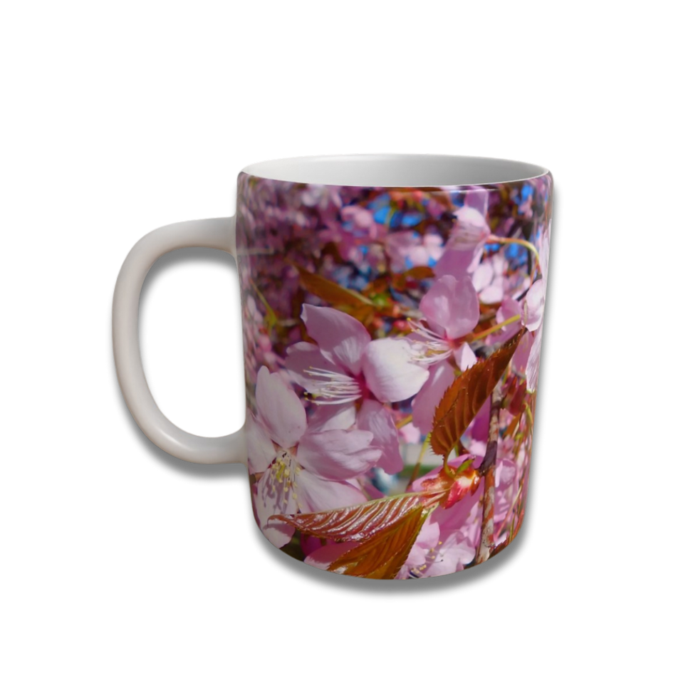 sakura veil photograph on a ceramic photo mug (side)