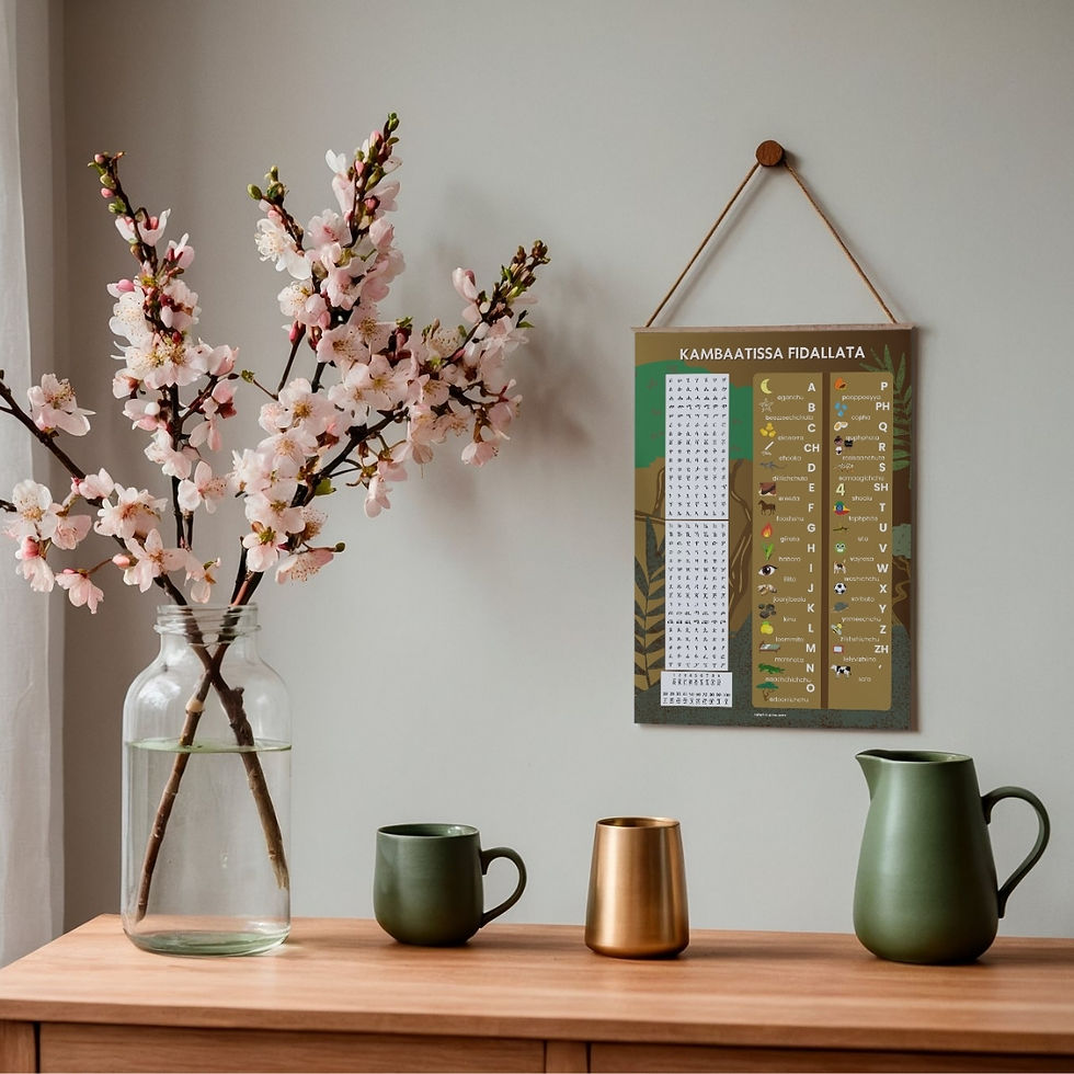 Kambaata alphabet design on a 30x40cm high quality poster hanging in a