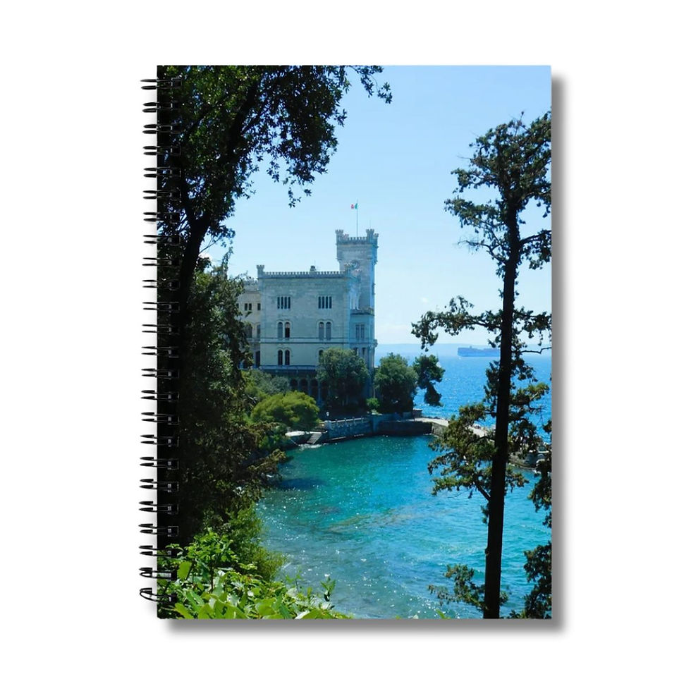 Miramare castle photograph on the cover of a notebook