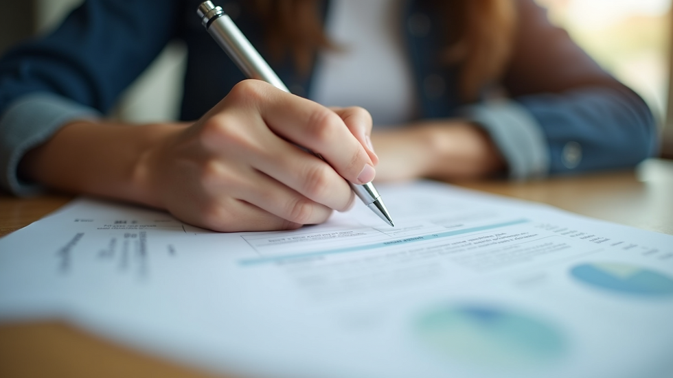 Close-up view of a student filling out a financial aid application form