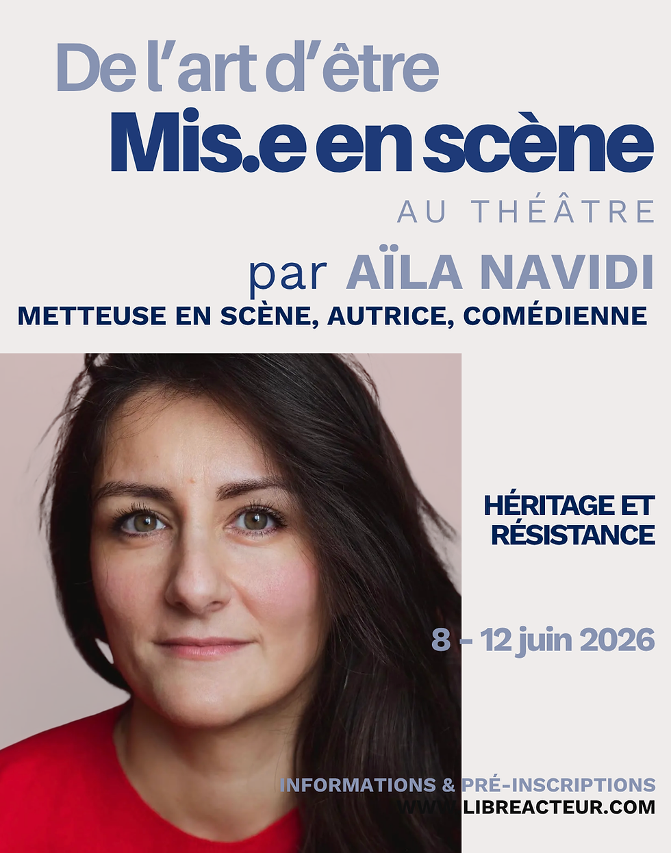 Travail sur textes explorant l'intime et le collectif, autour de l'héritage et de la résistance. Recherche de moments de vérité au plateau, à partir d'une approche organique du jeu. Travail spécifique sur l'écoute, l'attente et le silence. Improvisations issues des textes et propositions corporelles soutenues par des accompagnements musicaux.