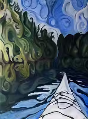 The page showcasing the painting entitled "Immersed"