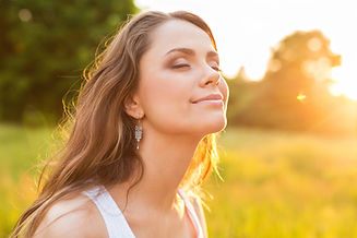 Blissful woman taking a moment for hersel