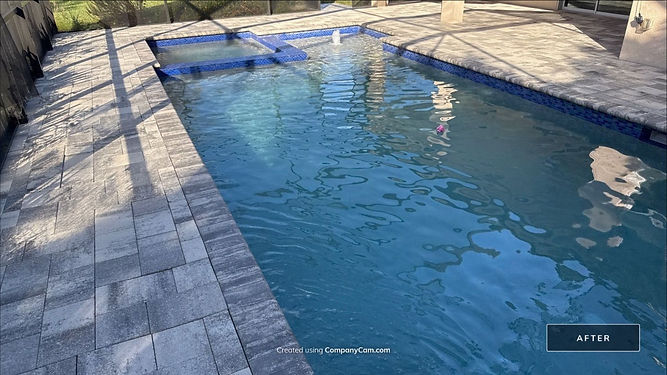 Paver Pool Deck after it was pressure washed