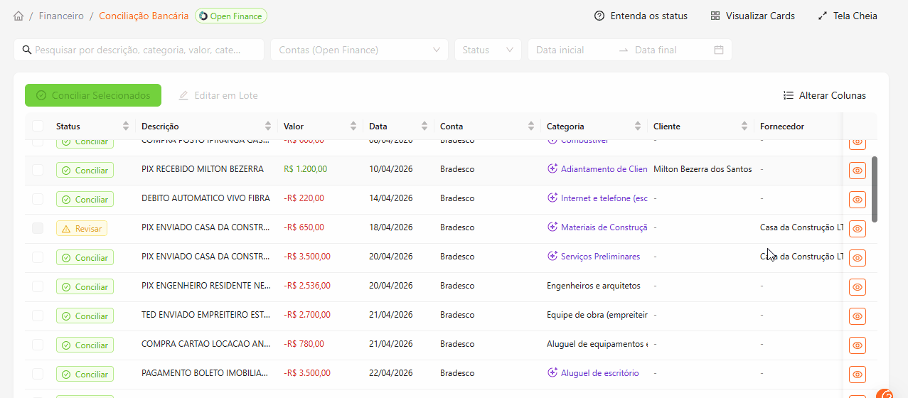 Conciliação Bancária Automática com Open Finance e Inteligência Artificial