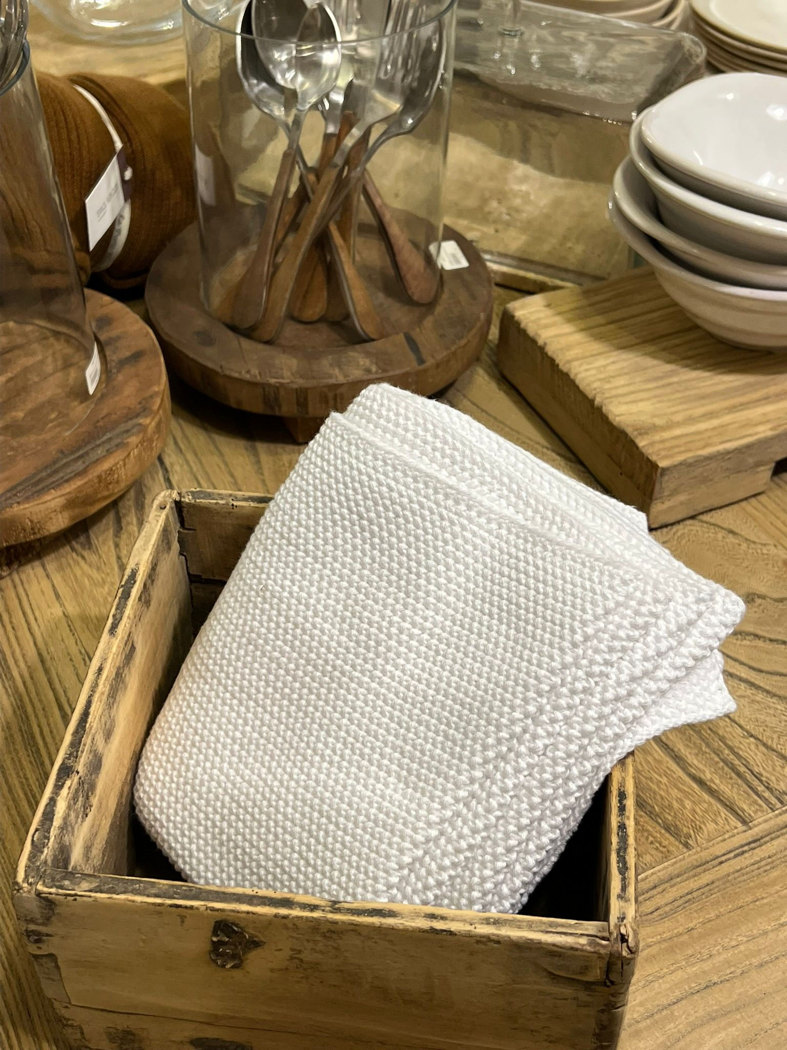 זוג מגבות מטבח לבן