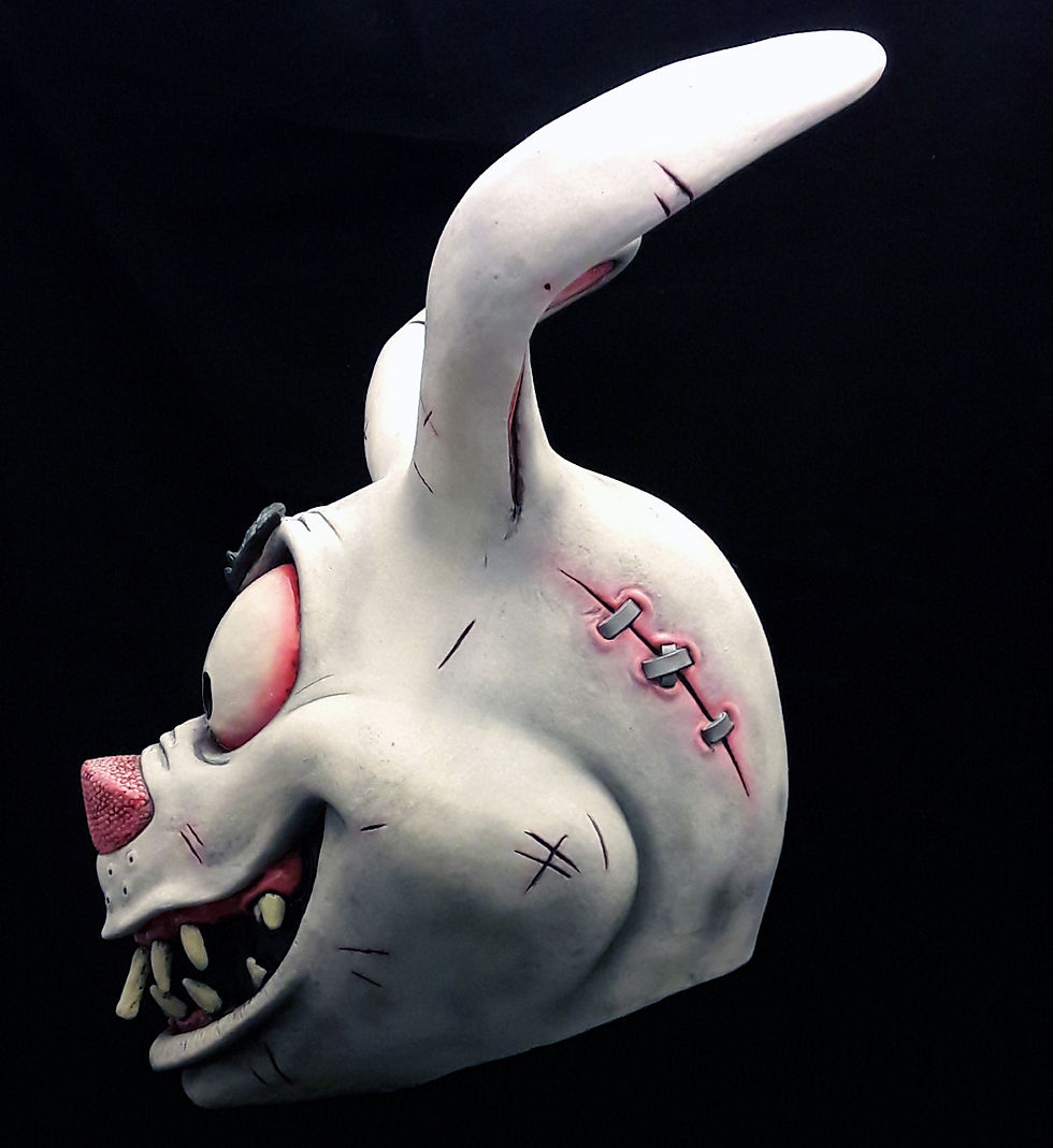 Thumbnail: Trax white rabbit bunny Latex Halloween Mask Cereal Killer left