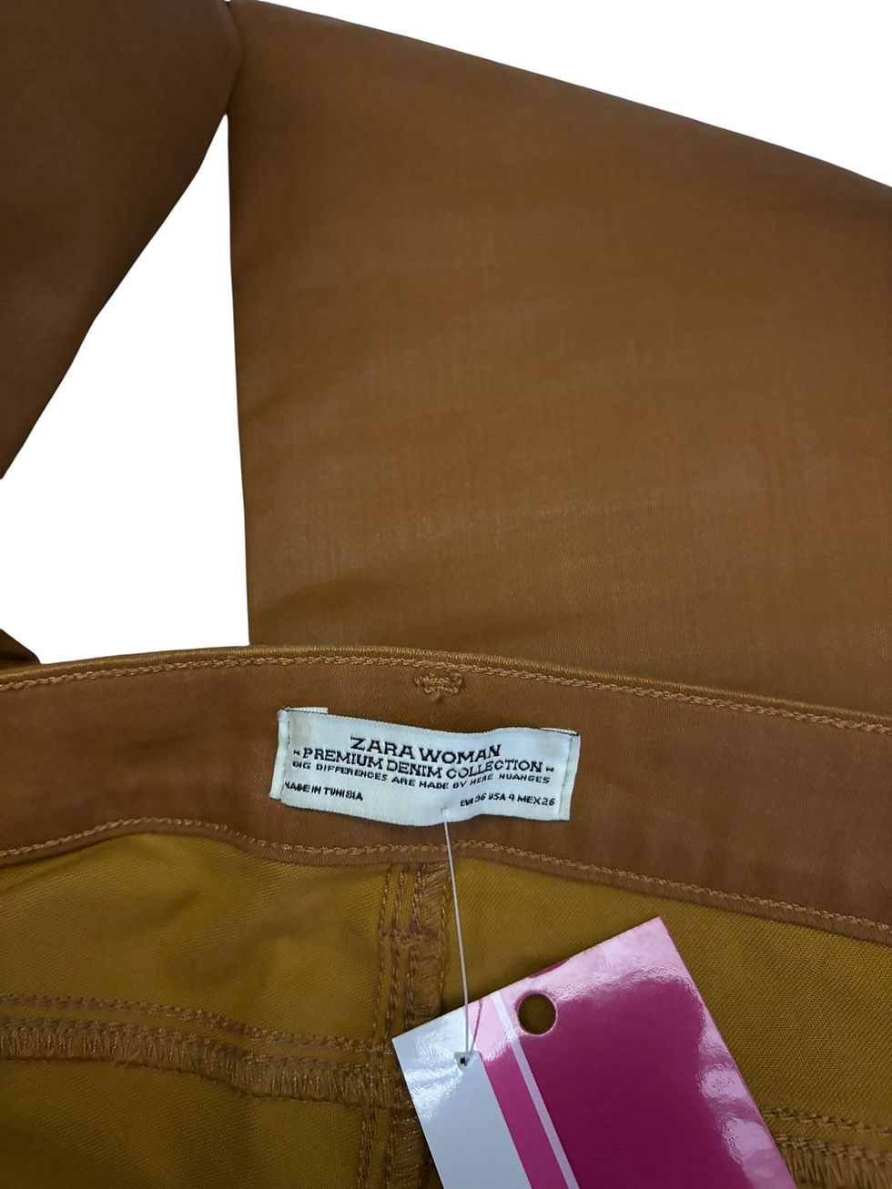 Thumbnail: Zara Brown Pleather Skinny Jeans - Size EUR 36