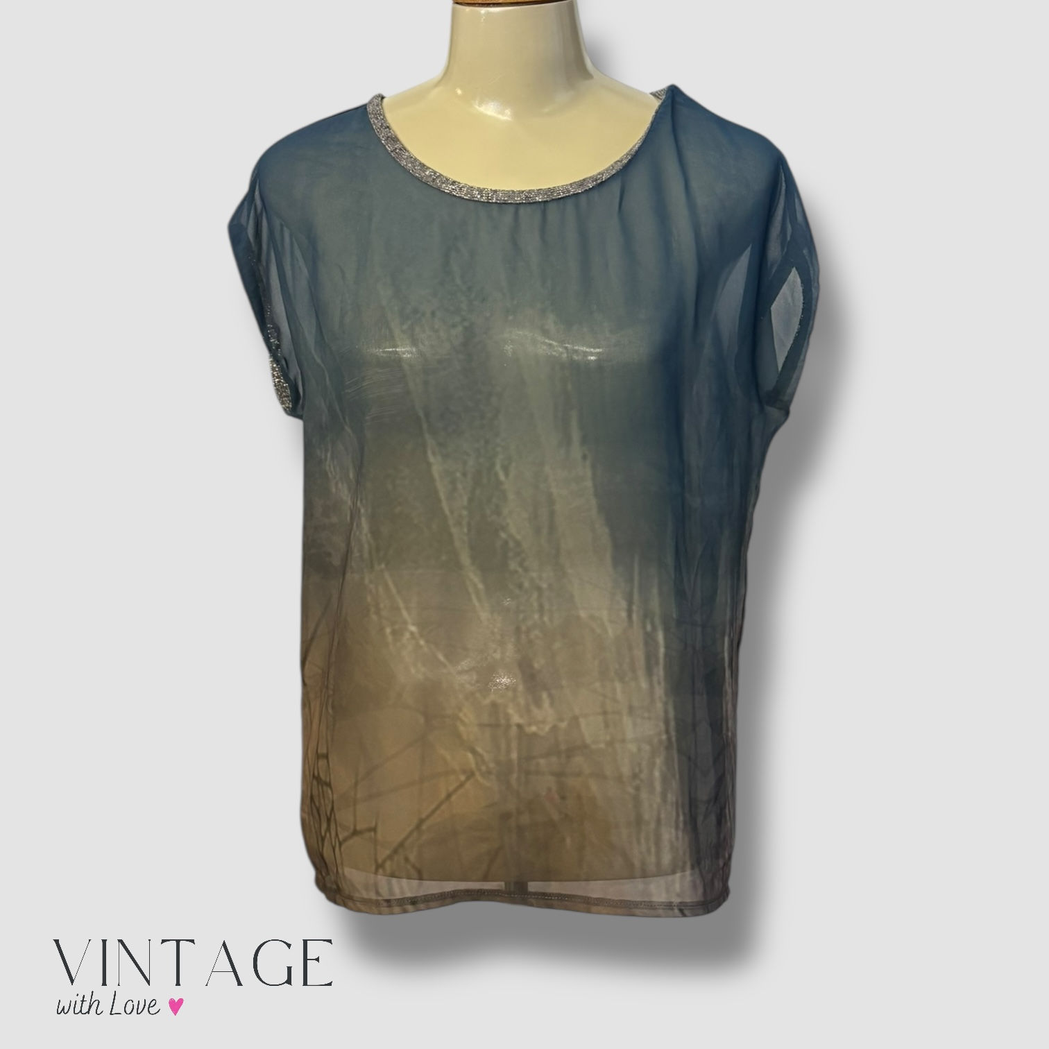 Anna Scott Blue Transparent Top - Size Eur S