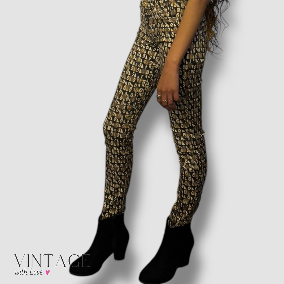 Thumbnail: For All Mankind Charcoal Multicoloured Patterned Pants - Size 26