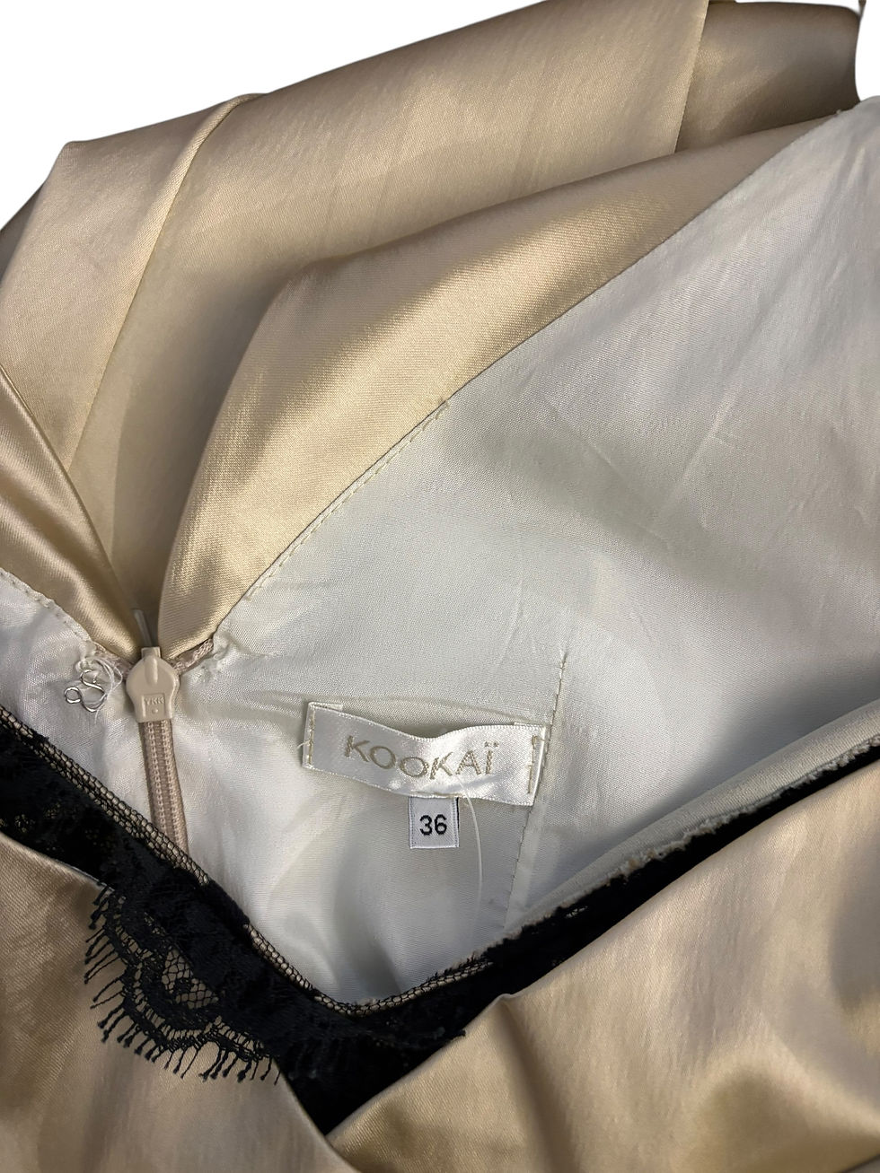 Thumbnail: Kookai Gold Dress With Black Lace - Size EU36