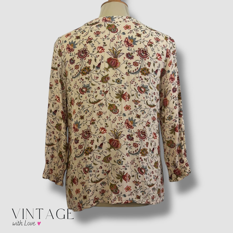 Thumbnail: Cynthia Rowley Beige Multicolour Floral Top - Size S