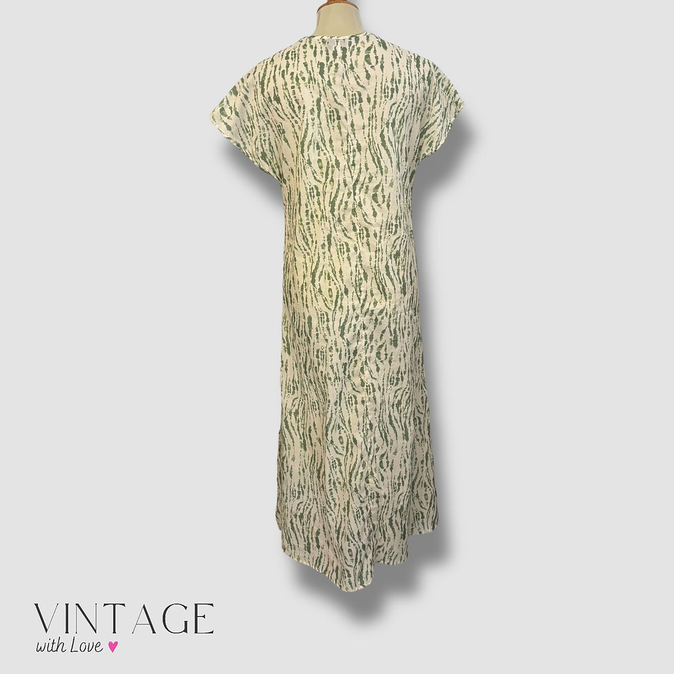 Thumbnail: Bena Green & White Dress - Size XS