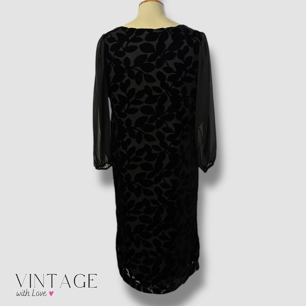 Thumbnail: Calypso Black Velvet Floral Print Dress - Size SA34 (Medium)