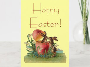 Best Deals! Vintage Egg & Easter Rabbits Kissing Holiday Card