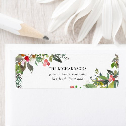 Top 5! Holly Berry Pine Very Merry Christmas Address Label