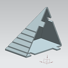 A 3d model of half of a pyramid, with notched cutouts
