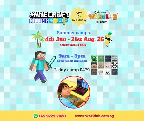 Childrens Worklab Minecraft Coding June & Summer Holiday Camps 2026