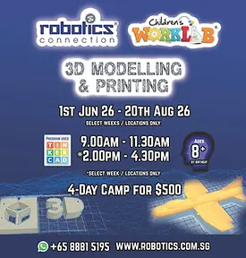 Robotics Connection & Childrens Worklab 3D Modelling & Printing June & Summer Holiday Camps 2026