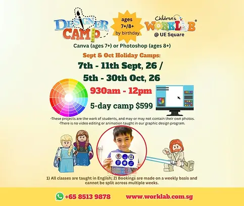 Childrens Worklab Designer Camp September and October Holiday Camps 2026