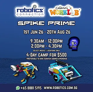 Robotics Connection & Childrens Worklab SPIKE Prime June & Summer Holiday Camps 2026