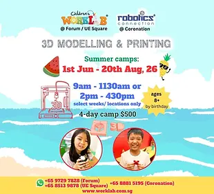 Childrens Worklab and Robotics Connection 3D Modelling and Printing Camp June & Summer Holiday Camps 2026