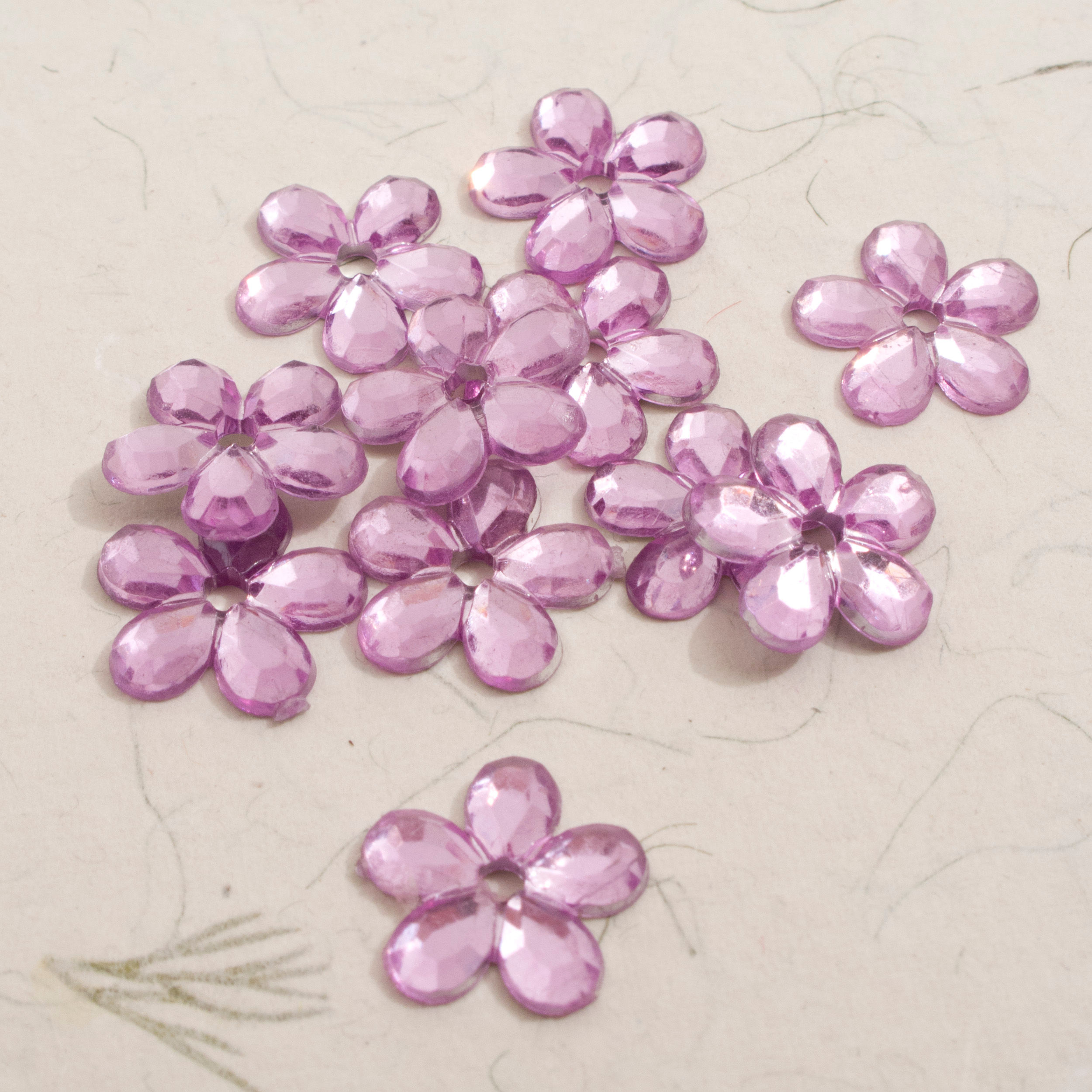 Pink Flower Embellishments - Pack of 20