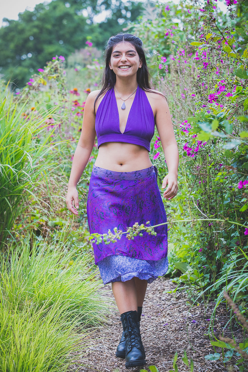 Thumbnail: Short Silk Wrap Skirt, Upcycled Saris