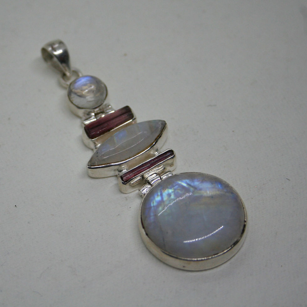 Thumbnail: Rainbow Moonstone and Pink Tourmaline Pendant