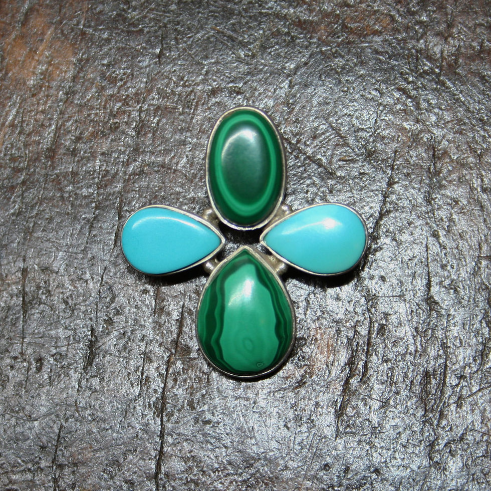 Thumbnail: Malachite and Turquoise Cross Pendant