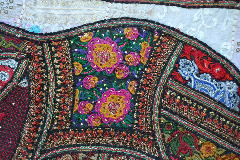 Thumbnail: Black Patchwork Elephant Wall Hanging