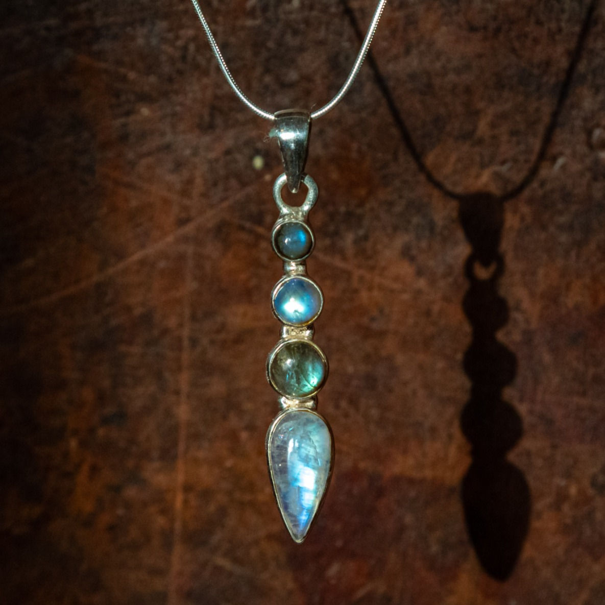 Labradorite and Rainbow Moonstone Pendant