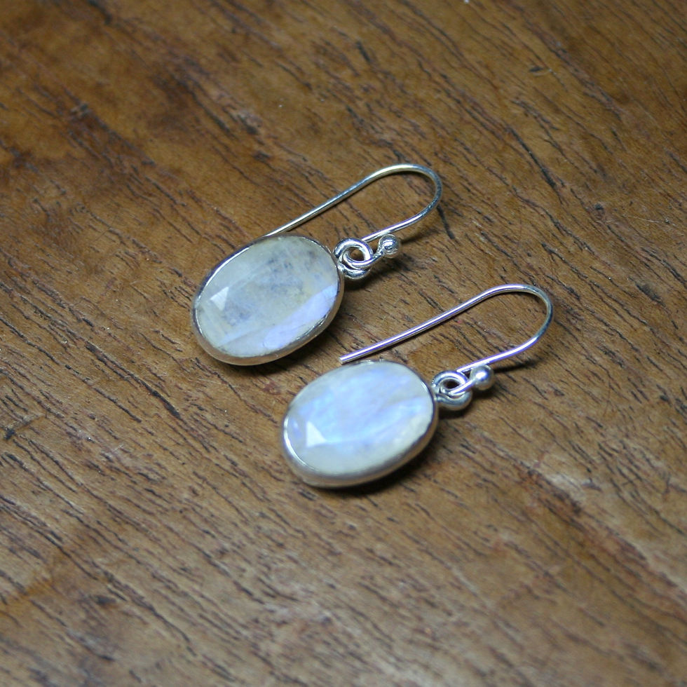 Thumbnail: Faceted Rainbow Moonstone Earrings