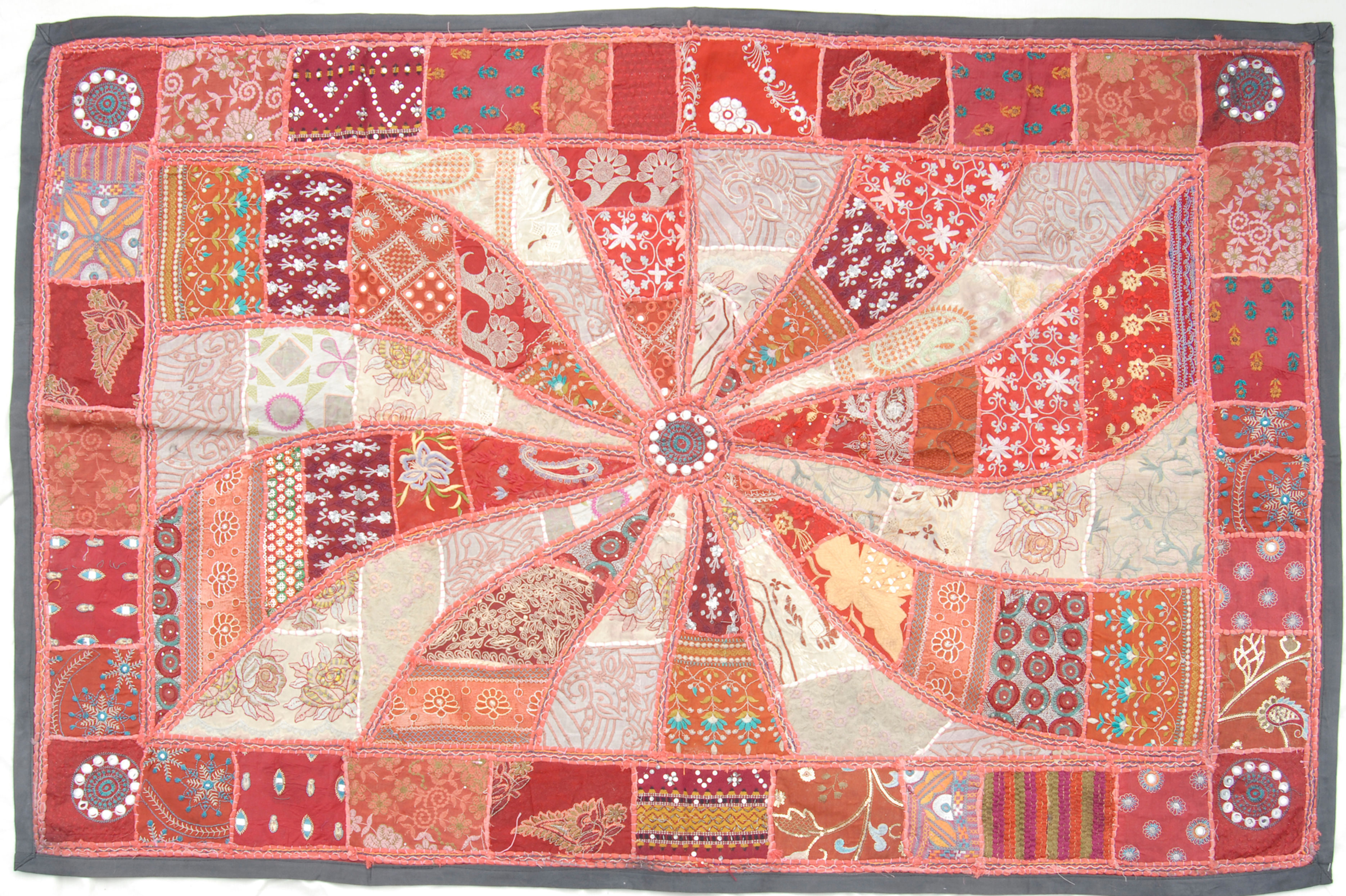 Red Patched Swirl Embroidered Hanging Large