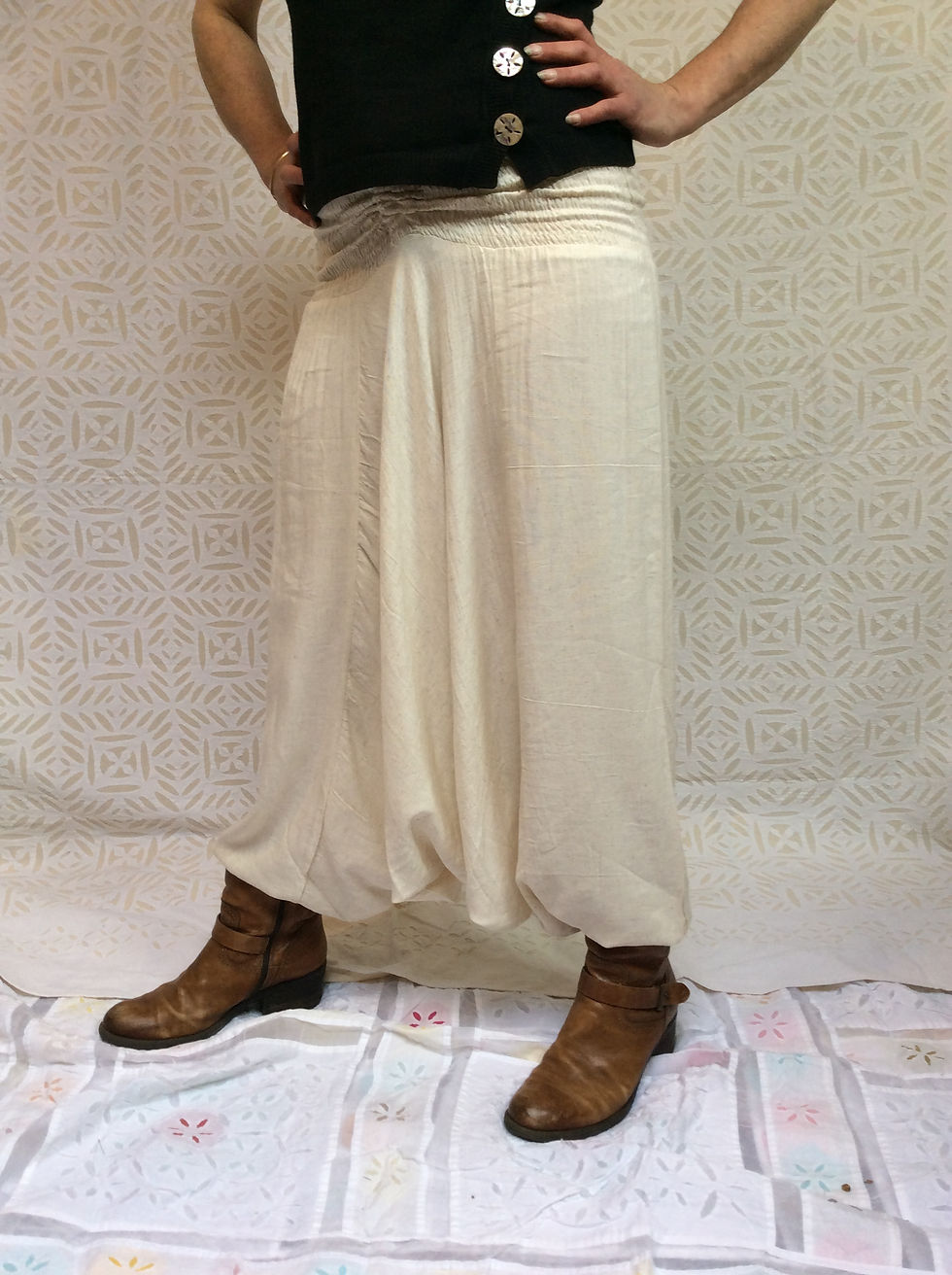 Thumbnail: Harem Pants, Boho Jumpsuit, White