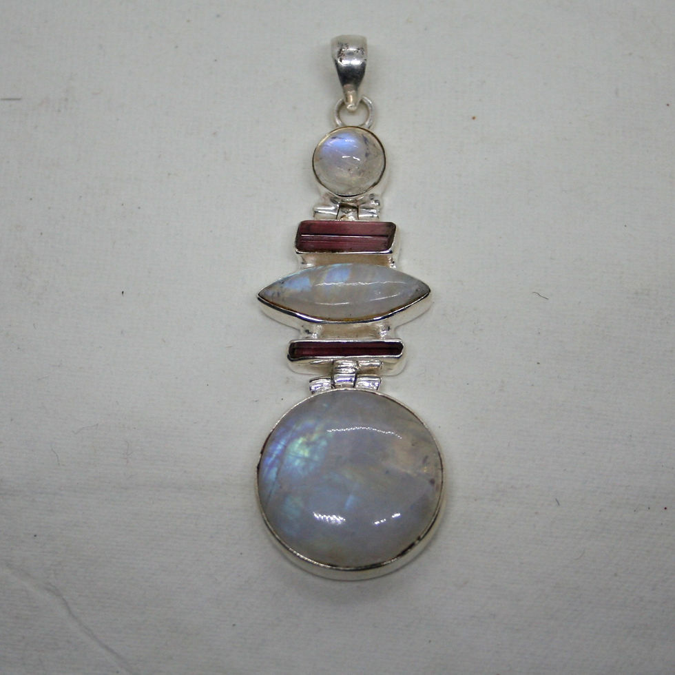Thumbnail: Rainbow Moonstone and Pink Tourmaline Pendant