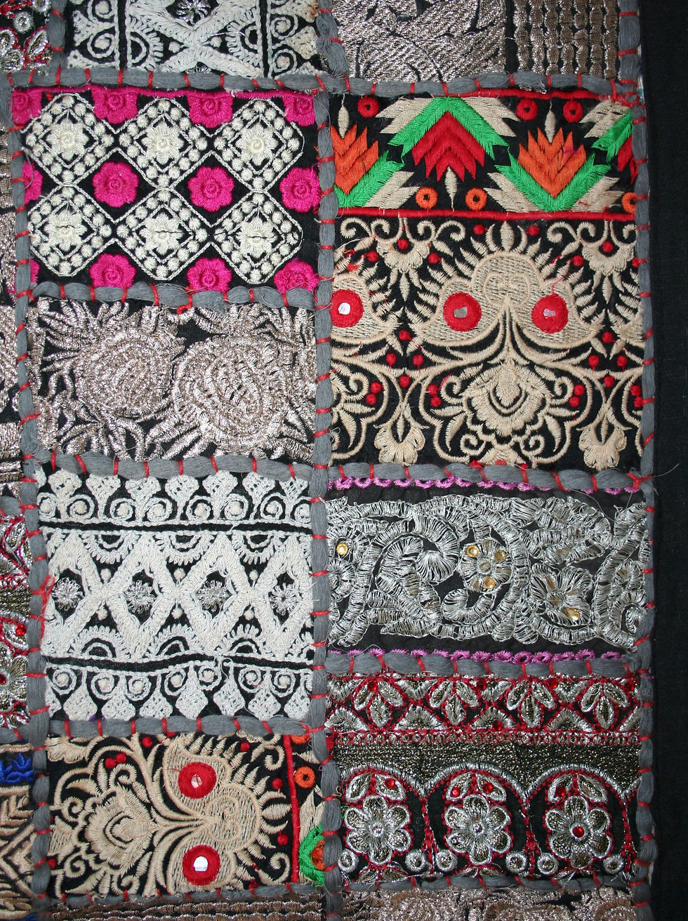 Thumbnail: Silver on Black Patchwork Wall Hanging Small