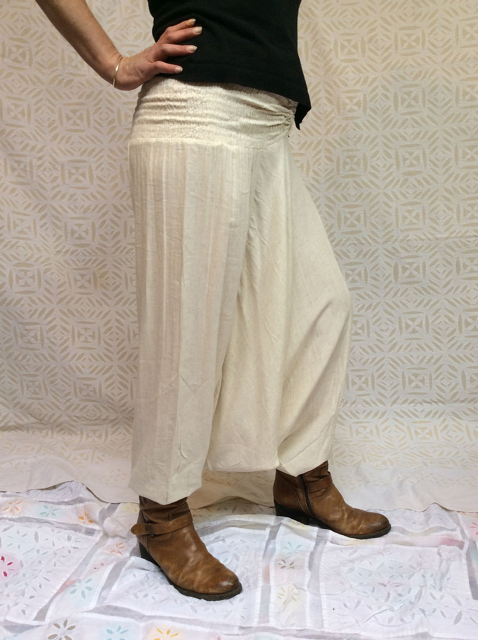 Thumbnail: Harem Pants, Boho Jumpsuit, White