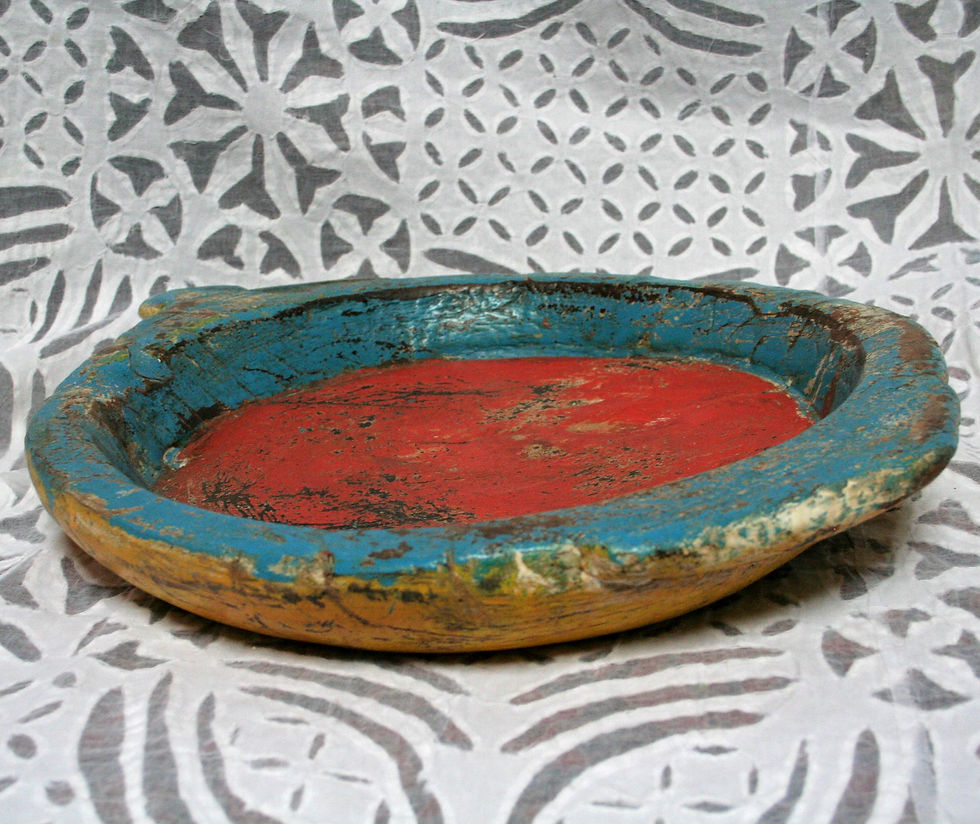 Thumbnail: Painted Hand Carved Wooden Chapati Bowl