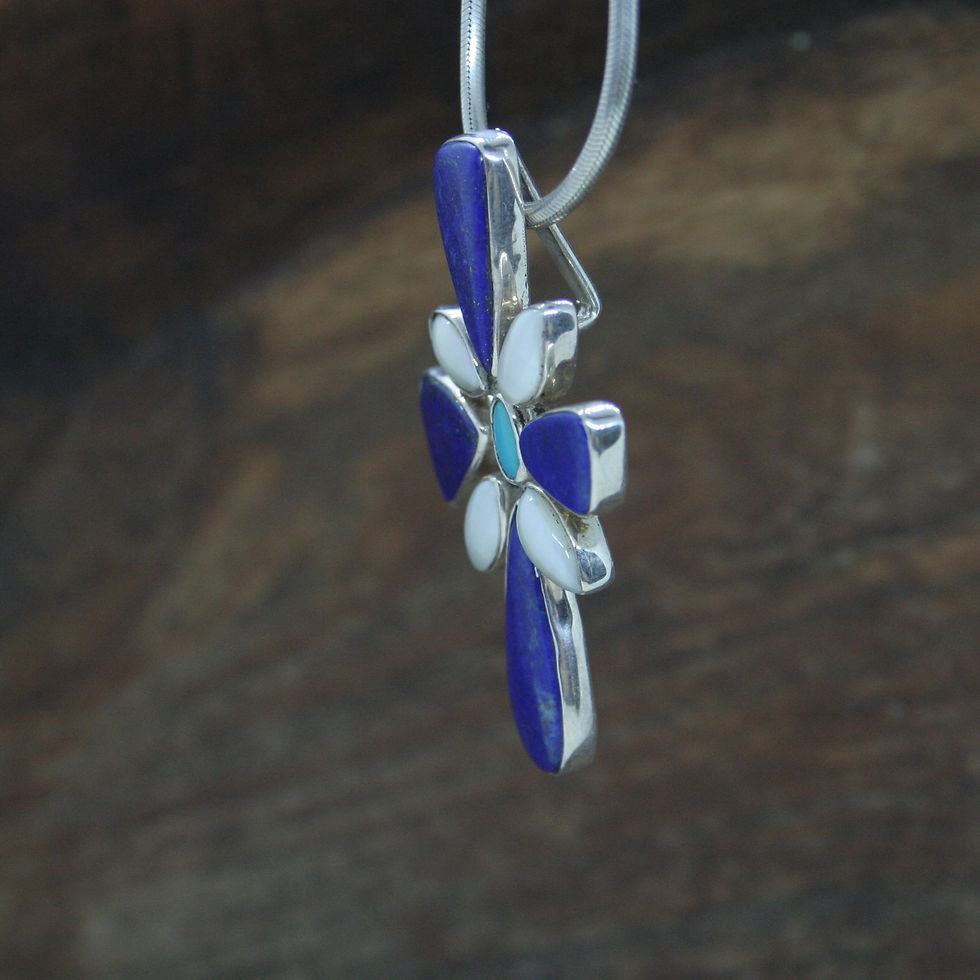 Thumbnail: Lapis Lazuli, Pearl and Turquoise Pendant
