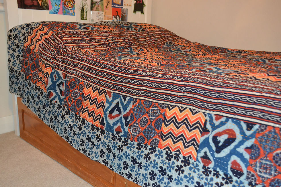 Thumbnail: Orange and Blue Retro Double Bedspread