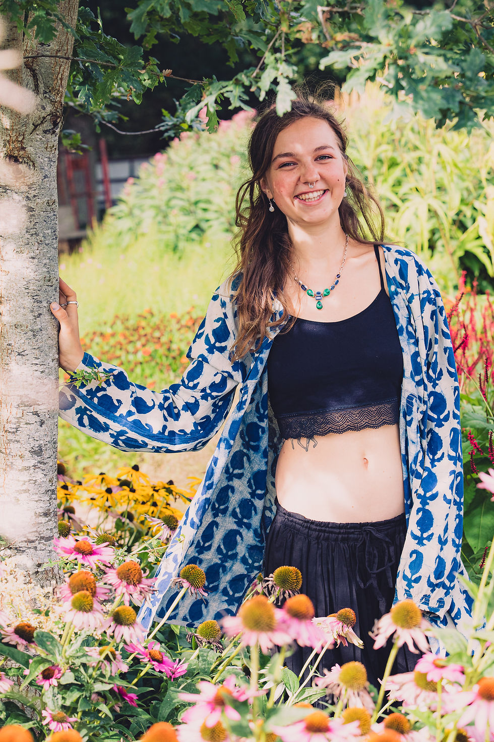 Thumbnail: Cotton Shirt, Gathering Blouse, Indigo Paisley