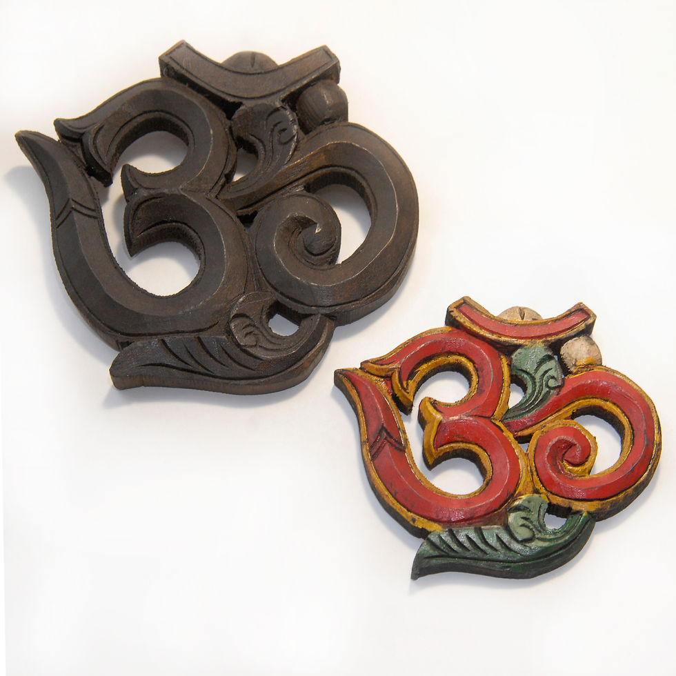 Thumbnail: OM Sign, Sanskrit Hindu Mantra, Hand Painted, Hand Carved Wood Wall Decoration