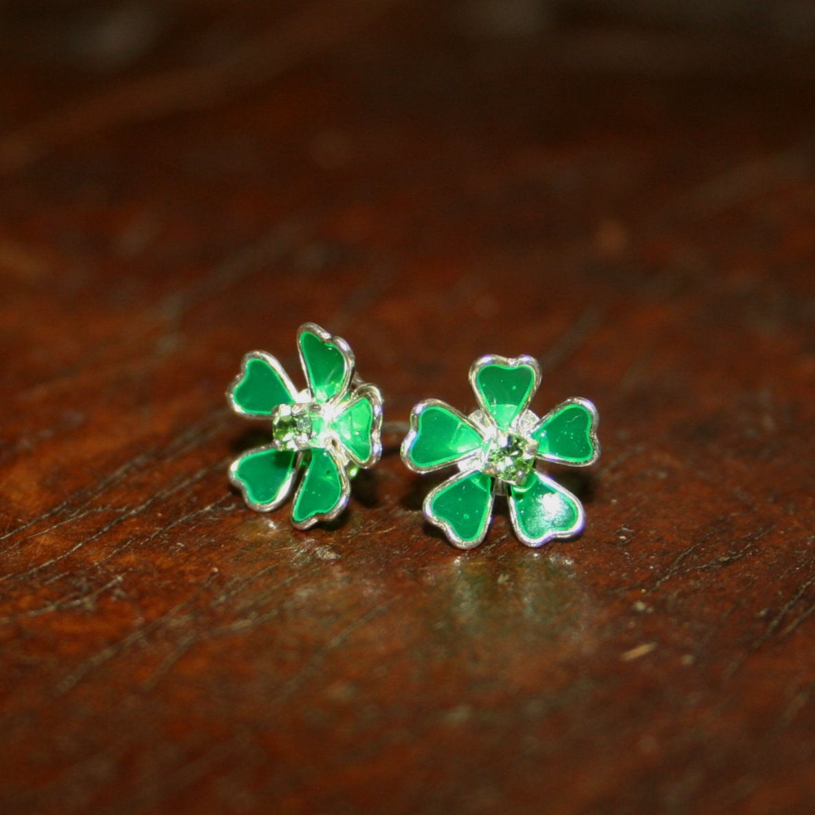 Green Flower Studs