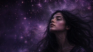 ragazza connessa all'universo con i suoi sensi spirituali