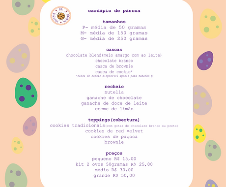 cardápio páscoa