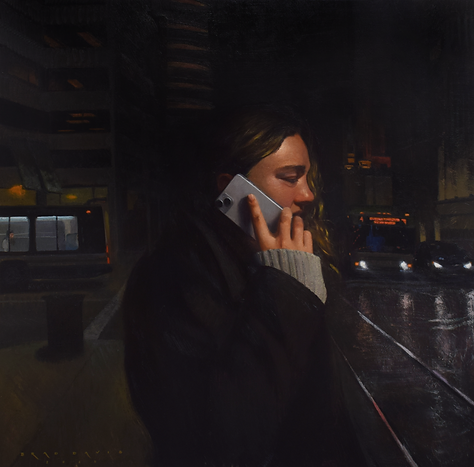 Business District, oil on wood, 36x36, 2025