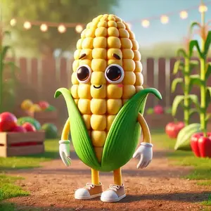 Kindgerechte Illustration von Mais im Knabbergarten Obst- und Gemüselexikon für Kinder