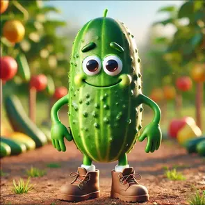 Illustration einer kindlichen Gurke aus dem Knabbergarten