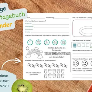 Auszug einer Ernährungstagebuchseite aus dem Ernährungstagebuch für Kinder